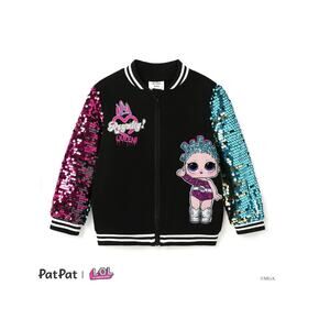 L.O.L. Surprise! Girls Sequins Graphic Lightweight Zip-Up Varsity Sweatshirt 4T